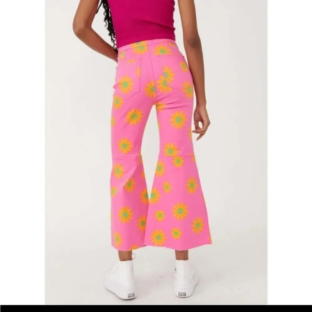 Free People Youthquake Crop Flared Jeans in Lipstick Combo GROOVY